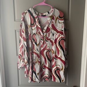 Cocomo Pink and Gold Swirl Blouse